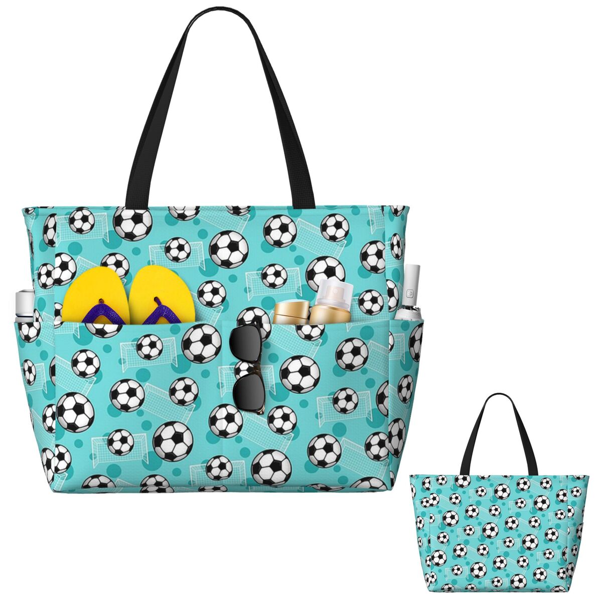 Soccer Ball And Goal Teal Patt - Yoga Fitness Tote ulasan dan harga