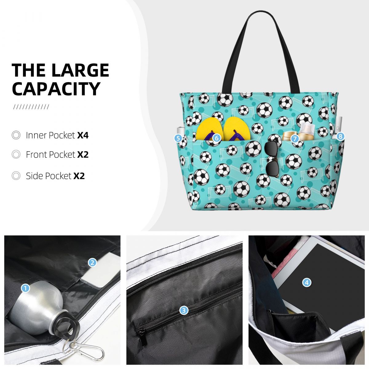 Soccer Ball And Goal Teal Patt - Yoga Fitness Tote ulasan dan harga