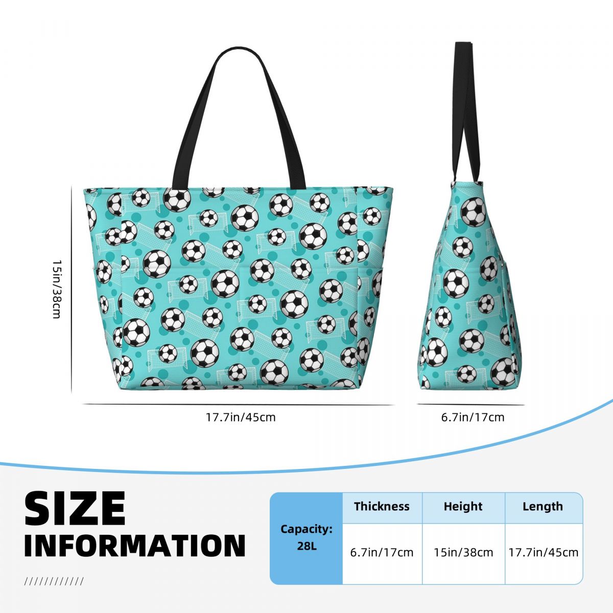 Soccer Ball And Goal Teal Patt - Yoga Fitness Tote ulasan dan harga