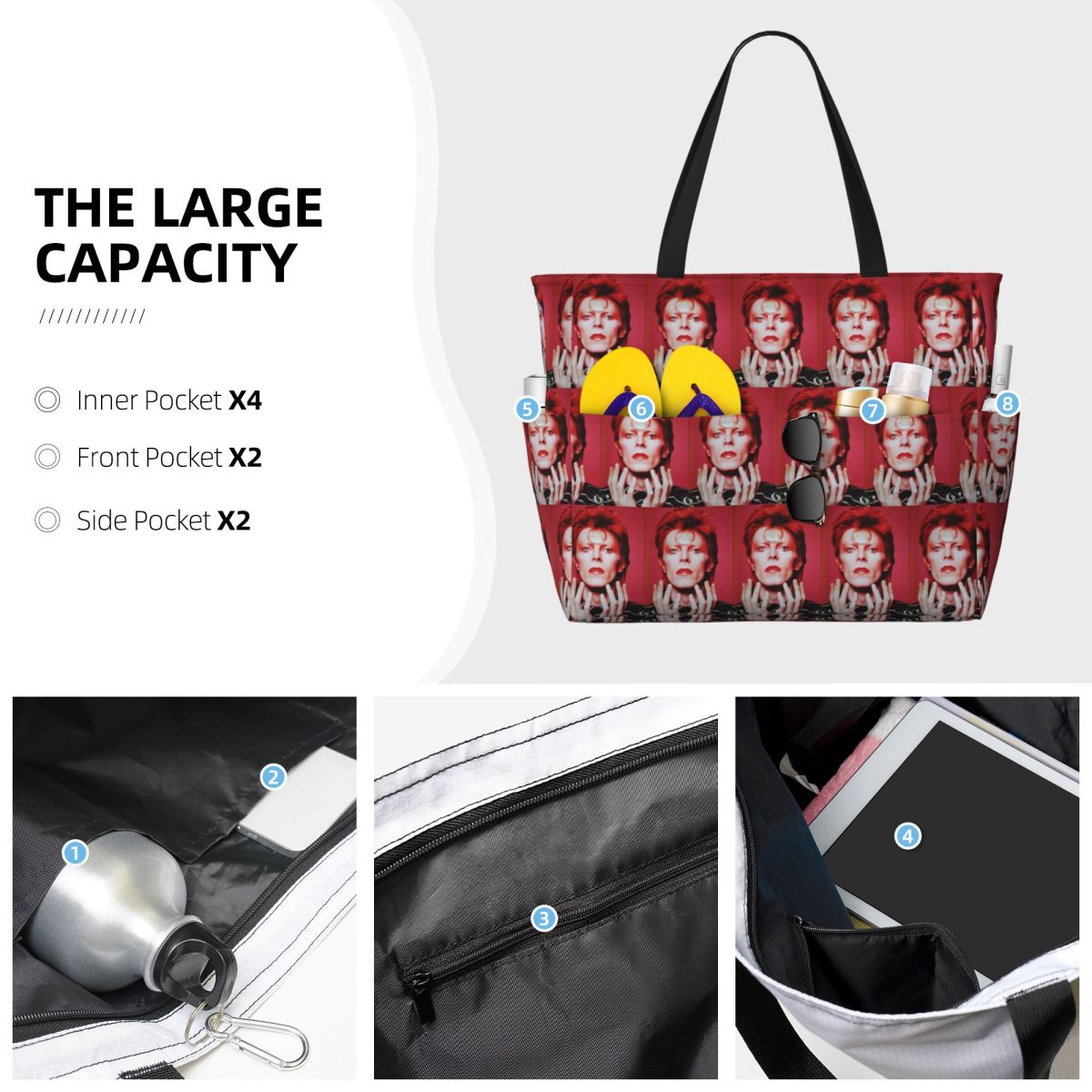Davids Bowied Beach Tote Bag S - Yoga Fitness Tote ulasan dan harga