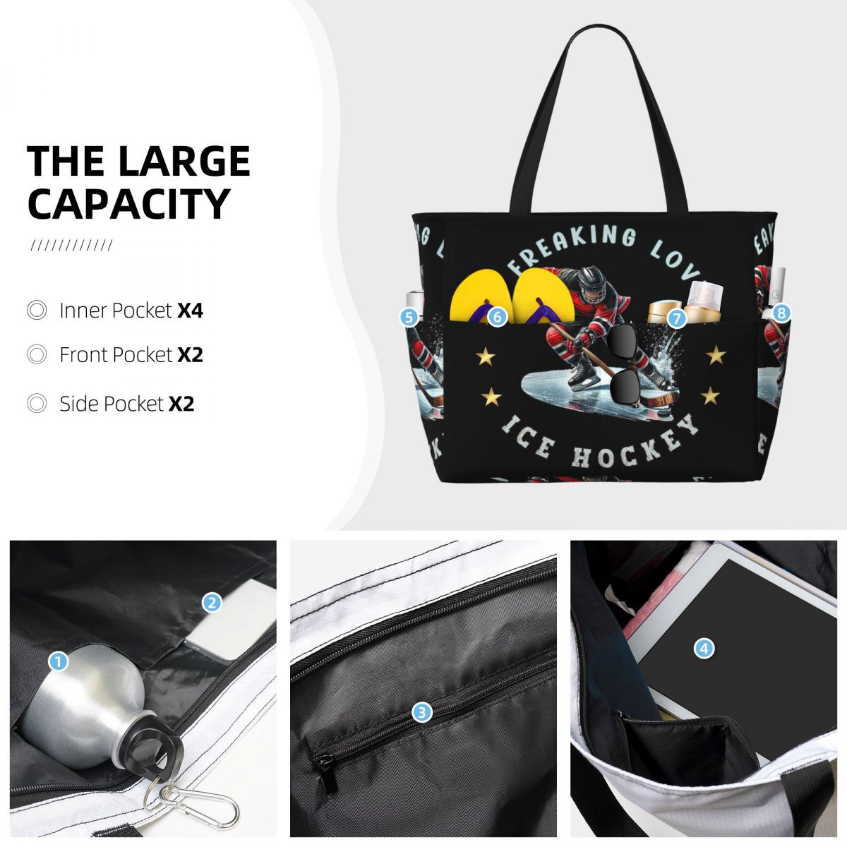 I Freaking Love Ice Hockey Bea - Yoga Fitness Tote ulasan dan harga
