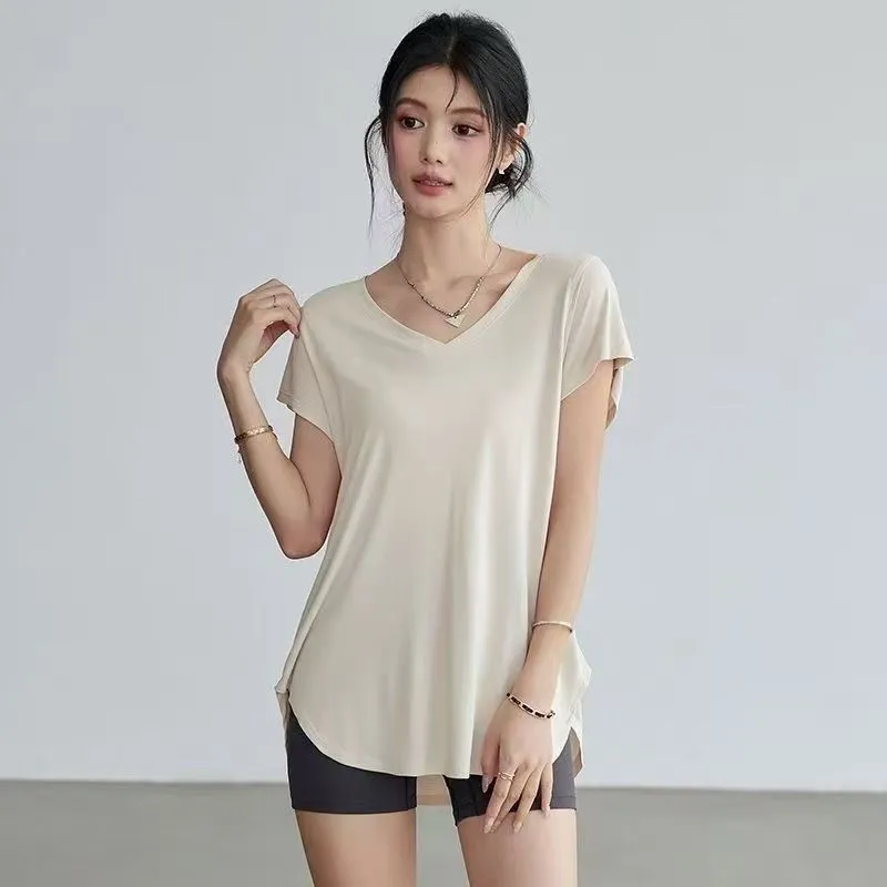 Women's Slimming Round Neck Yo - Yoga Fitness Stretching ulasan dan harga