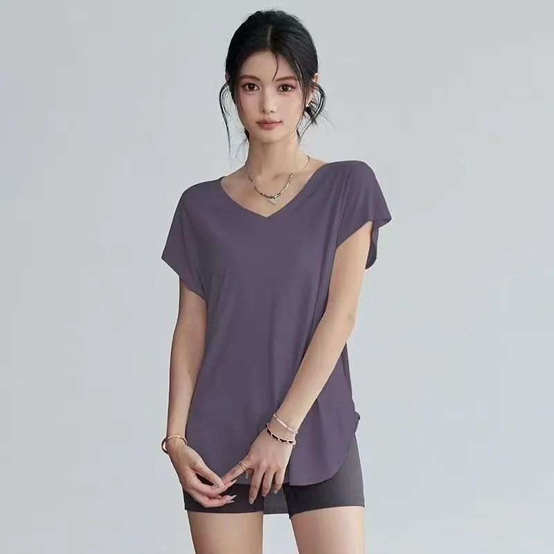 Women's Slimming Round Neck Yo - Yoga Fitness Stretching ulasan dan harga